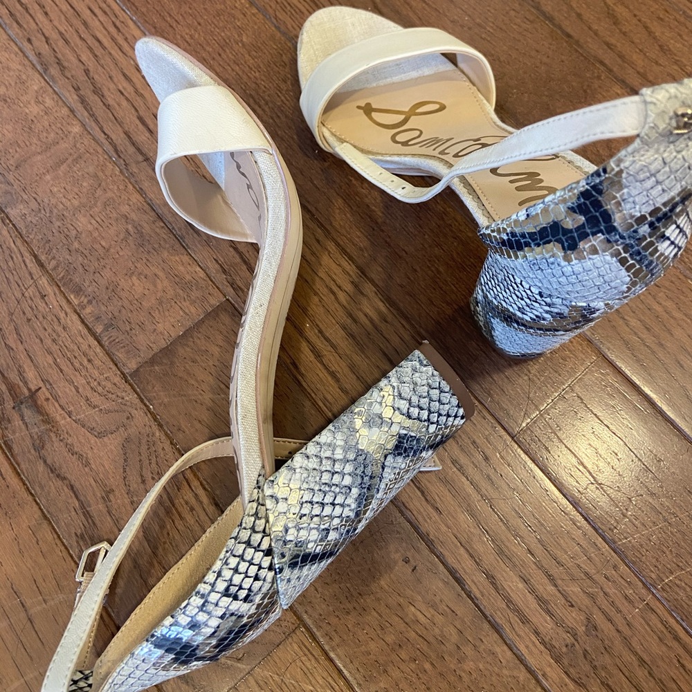 Sam Edelman heels off-white leather + snakeskin